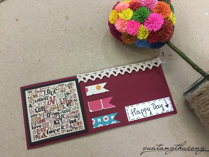 Thiệp handmade Happy Day 6x15cm mẫu 1
